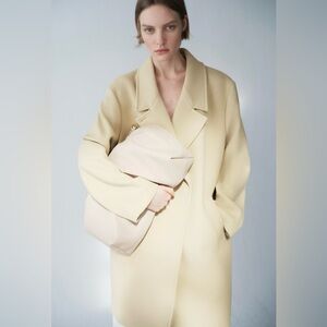 H&M Oversized Wool Blend Coat in light yellow/cream